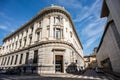 Milan. Crossroads of Piazza Tommaso Edison and Moneta Street. Facades of Old Buildings in Old Part of Milan