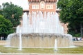 Di Piazza Castello fountain near Sforza castle. Royalty Free Stock Photo