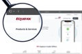 Milan, Italy - May 25, 2023: Equifax logo on the website homepage.