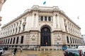 Milan. Facade of Bank of Italy Banca d`Italia. Main Entrance of Bank of Italy Building