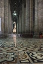 Inside Duomo cathedral in Milan, detail of the decorated floor