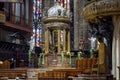 Luxury altar of the old Milan Cathedral Duomo di Milano. Famous Gothic Milan temple is a top tourist attraction of city Royalty Free Stock Photo