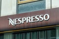 Nespresso logo and sign.