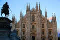 View of the facade of the Cathedral of Duomo di Milano at sunset in Milan, Italy Royalty Free Stock Photo