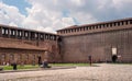 Milan, Italy - 09 May 2018: Sforza Castle. The castle was built in the 15th century by Francesco Sforza, Duke of Milan