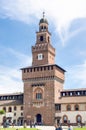 Milan. Sforza Castle. Filarete Tower. Blue Sky. Sunny Day Royalty Free Stock Photo