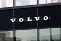 Volvo sign on black background.