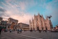Milan, Italy - 14.08.2018: Milan Cathedral, Duomo di Milano, Italy, one of the largest churches in the world. Evening