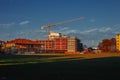 Milan, Italy 28.11.2023 A multi-storey residential building under construction against the backdrop of a lawn in the Royalty Free Stock Photo