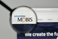 Milan, Italy - November 1, 2017: Hyundai Mobis logo on the website homepage.