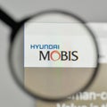 Milan, Italy - November 1, 2017: Hyundai Mobis logo on the website homepage.