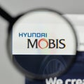 Milan, Italy - November 1, 2017: Hyundai Mobis logo on the website homepage.