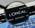 Milan, Italy - November 1, 2017: L'Oreal logo on the website hom