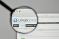 Milan, Italy - November 1, 2017: Linux logo on the website homepage. Royalty Free Stock Photo