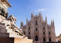 Lion sculpture and Milan Cathedral in Milan, Italy Royalty Free Stock Photo