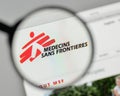 Milan, Italy - November 1, 2017: Medecins sans frontieres logo o