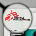 Milan, Italy - November 1, 2017: Medecins sans frontieres logo o