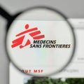 Milan, Italy - November 1, 2017: Medecins sans frontieres logo o