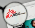 Milan, Italy - November 1, 2017: Medecins sans frontieres logo o