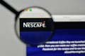 Milan, Italy - November 1, 2017: Nescafe logo on the website homepage. Royalty Free Stock Photo