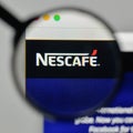 Milan, Italy - November 1, 2017: Nescafe logo on the website homepage. Royalty Free Stock Photo