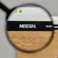 Milan, Italy - November 1, 2017: Nescafe logo on the website homepage. Royalty Free Stock Photo