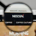 Milan, Italy - November 1, 2017: Nescafe logo on the website homepage. Royalty Free Stock Photo