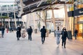 Milan, Italy - November 02, 2020: people, pedestrian walking in Garibaldi district in Milan, doing shopping. People