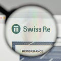 Milan, Italy - November 1, 2017: Swiss Re logo on the website ho