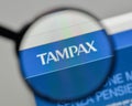 Milan, Italy - November 1, 2017: Tampax logo on the website home