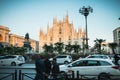 Taxis parked near Duomo Square waiting for customer Royalty Free Stock Photo