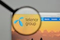 Milan, Italy - November 1, 2017: telenor logo on the website homepage.