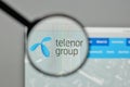 Milan, Italy - November 1, 2017: telenor logo on the website homepage.