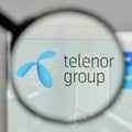 Milan, Italy - November 1, 2017: telenor logo on the website homepage.