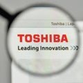 Milan, Italy - November 1, 2017: Toshiba logo on the website homepage. Royalty Free Stock Photo