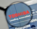 Milan, Italy - November 1, 2017: Toshiba logo on the website homepage.
