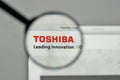 Milan, Italy - November 1, 2017: Toshiba logo on the website homepage. Royalty Free Stock Photo