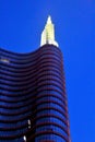 Milan, Italy - November 27, 2016 Unicredit Tower skyscraper in Piazza Gae Aulenti and Corso Como in the Porta Nuova area, detail Royalty Free Stock Photo