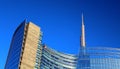 Milan, Italy - November 27, 2016 Unicredit Tower skyscraper in Piazza Gae Aulenti and Corso Como in the Porta Nuova area, detail Royalty Free Stock Photo