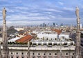 View over the city from the Duomo Cathedral rooftop in Milan. Royalty Free Stock Photo