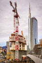 MILAN, ITALY - OCTOBER 25,2019: Construction site of new skyscraper Unipol Headquarter designed by MCA Mario Cucinella Architects