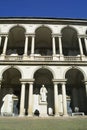 Milan, Italy, October 2021: Courtyard of Pinacoteca di Brera (Brera Art Gallery)