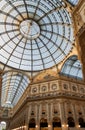 Milan, Italy. Ornate glass ceiling in Vittorio Emanuele gallery Royalty Free Stock Photo