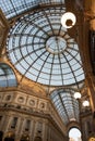 Milan, Italy. Ornate glass ceiling in Vittorio Emanuele gallery Royalty Free Stock Photo