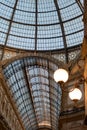 Milan, Italy. Ornate glass ceiling in Vittorio Emanuele gallery Royalty Free Stock Photo