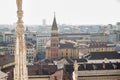 Milan, Italy panorama. View from Roof of Milan Cathedral Duomo. Royalty Free Stock Photo