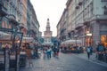 Milan, Italy, rowd of people are walking on Via Dante street Royalty Free Stock Photo