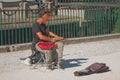 Milan, Italy - Sep 28, 2018: Street musician