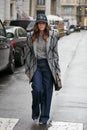 Alessandra Airo before Philosophy by Lorenzo Serafini fashion show, Milan Fashion Week street