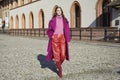 Anna Cleveland before Alberta Ferretti fashion show, Milan Fashion Week street style